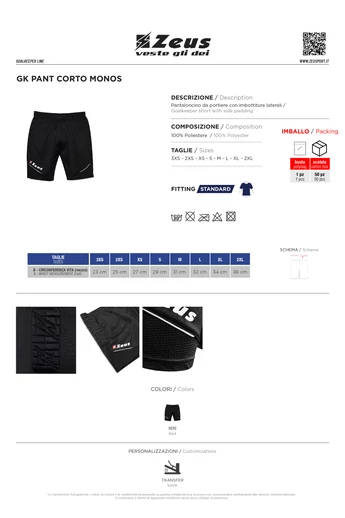GK Pant Corto Monos