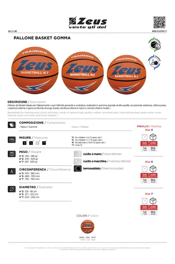 Pallone Basket Gomma