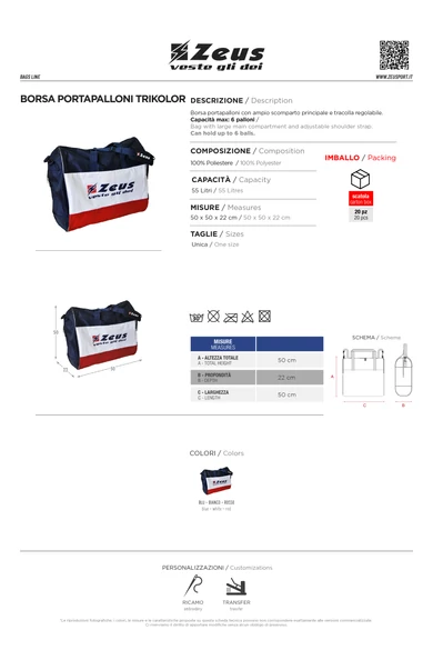 Borsa Portapalloni Trikolor